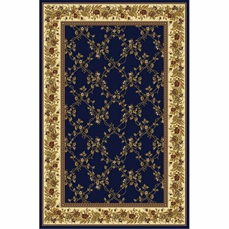 AURIC 1427-1741-NAVY Noble Rectangular Transitional Italy Area Rug, 5 ft. 5 in. W x 8 ft. 3 in. H AU2643566